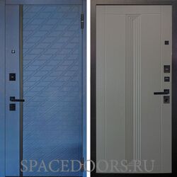 Входная металлическая дверь Аргус Black Тори синий софт Вертикаль роял вуд серый