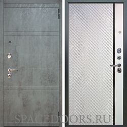 Входная металлическая дверь Аргус Люкс 3К Агат дуо темный бетон Рина софт милк