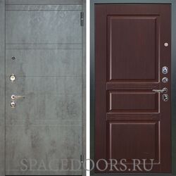 Входная металлическая дверь Аргус Люкс 3К Агат дуо темный бетон Сабина махагон