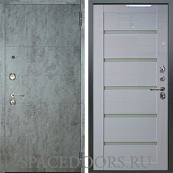Входная металлическая дверь Аргус Люкс 3К Агат темный бетон Александра белый глянец