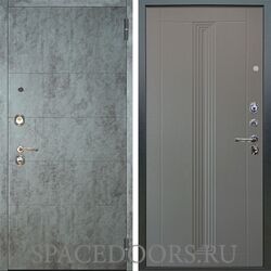 Входная металлическая дверь Аргус Люкс 3К Агат темный бетон Вертикаль роял вуд серый