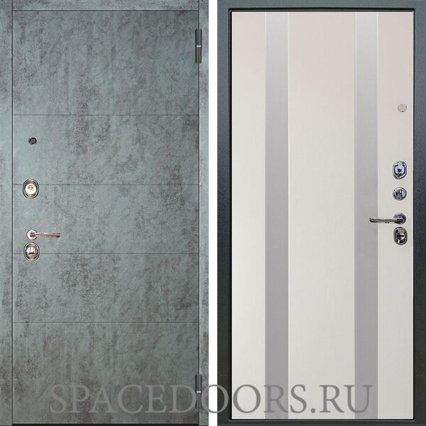 Входная металлическая дверь Аргус Люкс 3К Агат темный бетон Дуэт вставки изабель