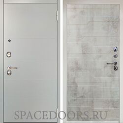 Входная металлическая дверь Аргус Люкс 3к Ага Вельвет белый горизонт Техно светлый бетон