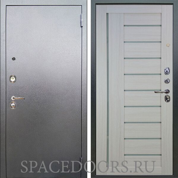 Входная металлическая дверь Аргус Люкс 3К Антик серебро Диана белая лиственница