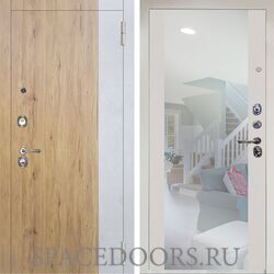 Входная металлическая дверь Аргус Люкс 3к Эксперт Рустик соломенный Вояж белое дерево