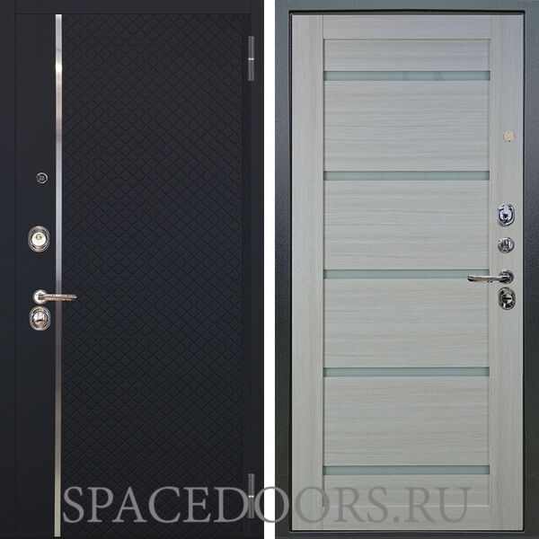 Входная металлическая дверь Аргус Люкс 3К Лия черный софт Александра белая лиственница