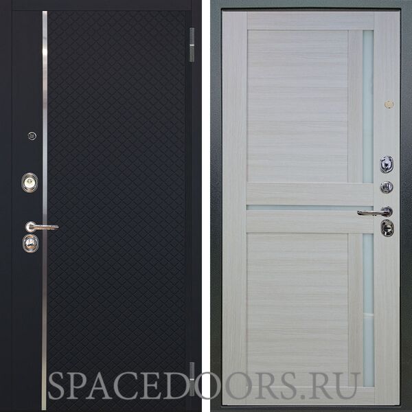 Входная металлическая дверь Аргус Люкс 3К Лия черный софт Мирра белая лиственница
