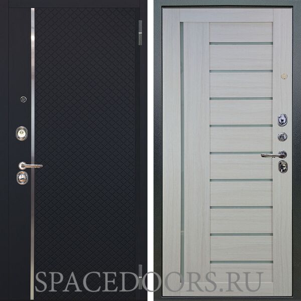 Входная металлическая дверь Аргус Люкс 3К Лия черный софт Диана белая лиственница