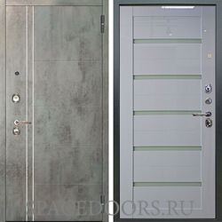 Входная металлическая дверь Аргус Люкс 3К Лофт темный бетон Александра белый глянец