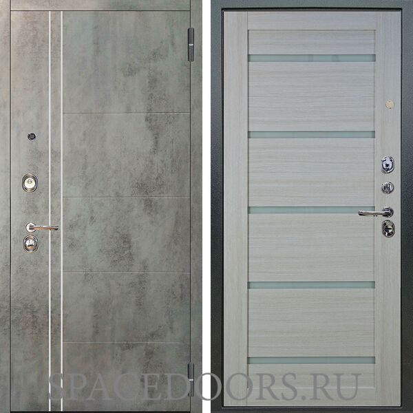 Входная металлическая дверь Аргус Люкс 3К Лофт темный бетон Александра белая лиственница