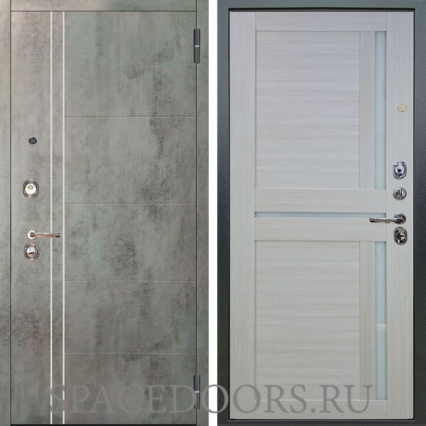 Входная металлическая дверь Аргус Люкс 3К Лофт темный бетон Мирра белая лиственница