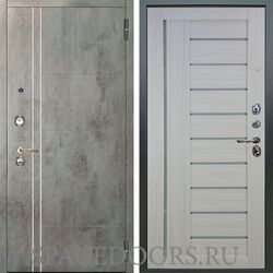 Входная металлическая дверь Аргус Люкс 3К Лофт темный бетон Диана белая лиственница