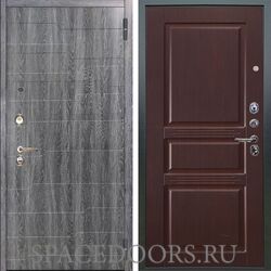 Входная металлическая дверь Аргус Люкс 3К Техно дуб филадельфия графит Сабина махагон
