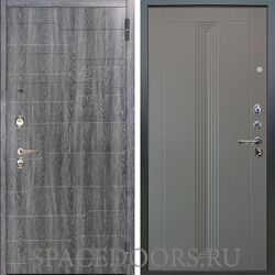 Входная металлическая дверь Аргус Люкс 3К Техно дуб филадельфия графит Вертикаль роял вуд серый