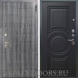 Входная металлическая дверь Аргус Люкс 3К Техно дуб филадельфия графит Могадишь черный софт