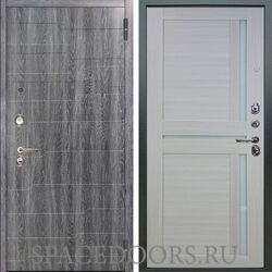 Входная металлическая дверь Аргус Люкс 3К Техно дуб филадельфия графит Мирра белая лиственница