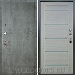 Входная металлическая дверь Аргус Люкс 3К Техно темный бетон Александра белая лиственница
