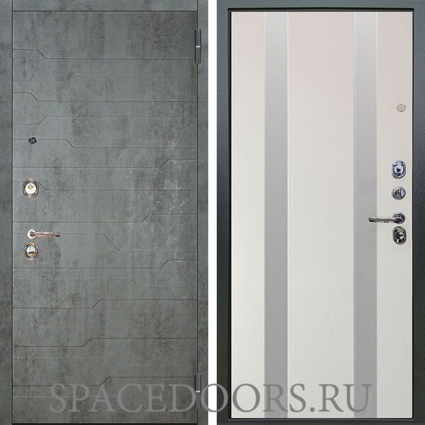 Входная металлическая дверь Аргус Люкс 3К Техно темный бетон Дуэт вставки изабель
