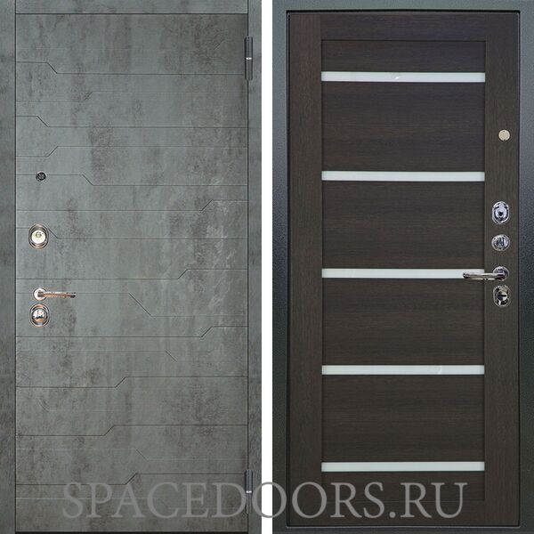 Входная металлическая дверь Аргус Люкс 3К Техно темный бетон Александра лунная ночь