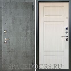 Входная металлическая дверь Аргус Люкс 3К Техно темный бетон Ниагара белый ясень