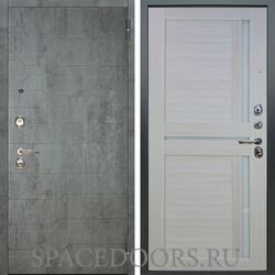 Входная металлическая дверь Аргус Люкс 3К Техно темный бетон Мирра белая лиственница