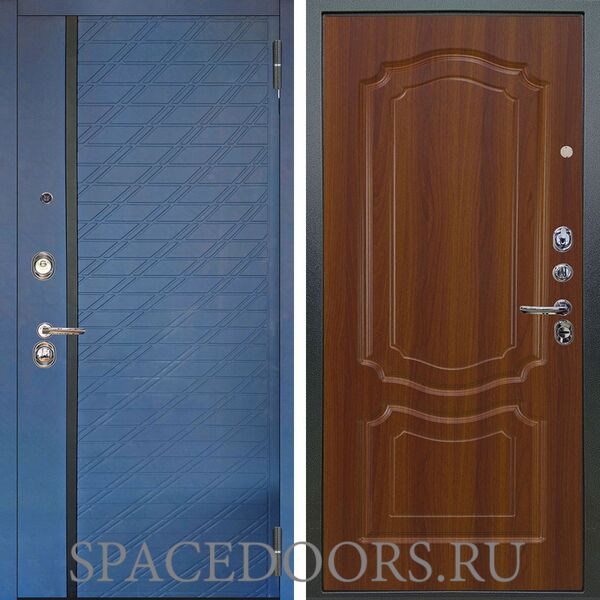 Входная металлическая дверь Аргус Люкс 3К Тори синий софт Мишель дуб рустикальный