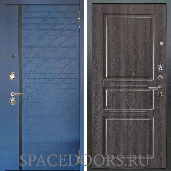 Входная металлическая дверь Аргус Люкс 3К Тори синий софт Сабина дуб филадельфия графит