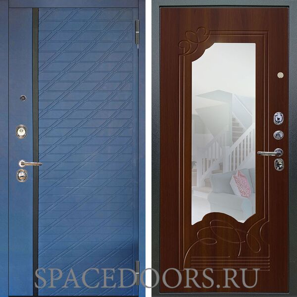 Входная металлическая дверь Аргус Люкс 3К Тори синий софт Ольга дуб рустикальный