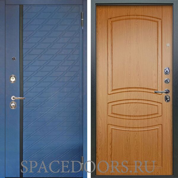 Входная металлическая дверь Аргус Люкс 3К Тори синий софт Монако дуб светлый