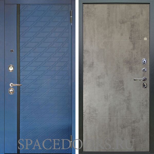 Входная металлическая дверь Аргус Люкс 3К Тори синий софт Агат Светлый бетон