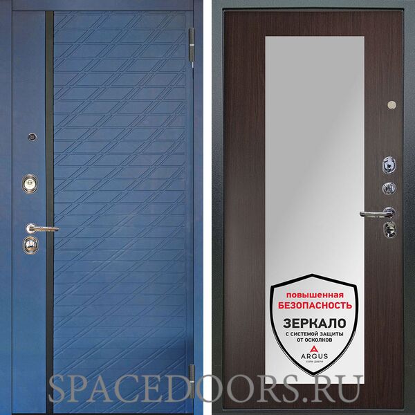 Входная металлическая дверь Аргус Люкс 3К Тори синий софт Милли венге
