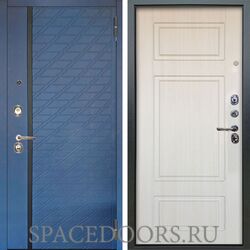 Входная металлическая дверь Аргус Люкс 3К Тори синий софт Ниагара белый ясень
