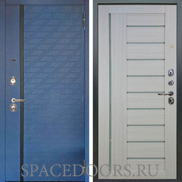 Входная металлическая дверь Аргус Люкс 3К Тори синий софт Диана белая лиственница