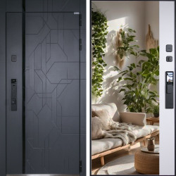 Входная дверь АСД Форест с зеркалом биометрический замок Smart lock K06 белый матовый