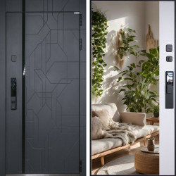 Входная дверь АСД Форест с зеркалом биометрический замок Smart lock Y23 белый матовый