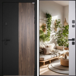 Входная дверь АСД Инь-Янь с зеркалом биометрическая дверная ручка Smart lock T888 белый матовый