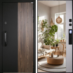 Входная дверь АСД Инь-Янь с зеркалом биометрический замок Smart lock DZ 888 белый матовый