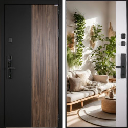 Входная дверь АСД Инь-Янь с зеркалом биометрический замок Smart lock R06 белый матовый