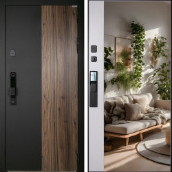 Входная дверь АСД Инь-Янь с зеркалом биометрический замок Smart lock Y12 белый матовый