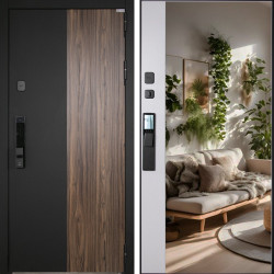 Входная дверь АСД Инь-Янь с зеркалом биометрический замок Smart lock Y23 белый матовый