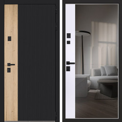 Входная дверь АСД Конструктор с зеркалом биометрический замок Smart lock K06 белый матовый