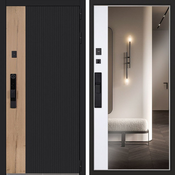 Входная дверь АСД Конструктор с зеркалом биометрический замок Smart lock Y12