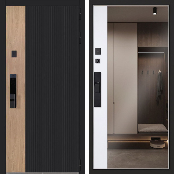 Входная дверь АСД Конструктор с зеркалом биометрический замок Smart lock Y23