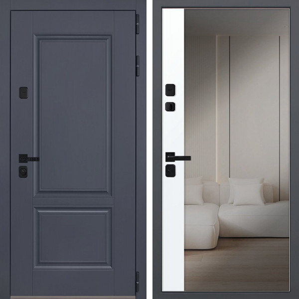 Входная дверь АСД Ledo с зеркалом биометрическая дверная ручка Smart lock T888 графит