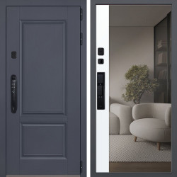 Входная дверь АСД Ledo с зеркалом биометрический замок Smart lock DZ 888 графит