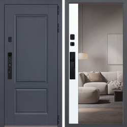 Входная дверь АСД Ledo с зеркалом биометрический замок Smart lock К06 белый матовый