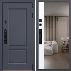 Входная дверь АСД Ledo с зеркалом биометрический замок Smart lock Y23 графит