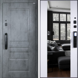 Входная дверь АСД Лира с зеркалом биометрический замок Smart lock DZ 888 белый матовый