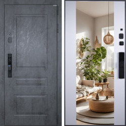 Входная дверь АСД Лира с зеркалом биометрический замок Smart Lock Y12 белый матовый