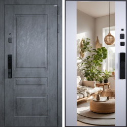 Входная дверь АСД Лира с зеркалом биометрический замок Smart lock Y23 белый матовый
